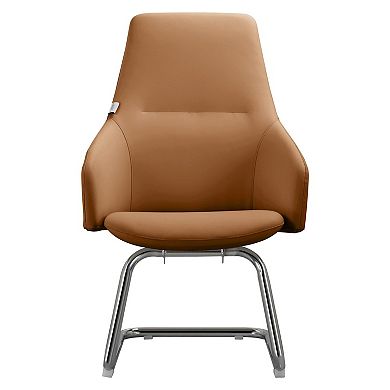 Leisuremod Celeste Series Office Guest Chair In Acorn Brown Leather
