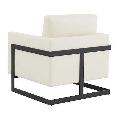 Leisuremod Lincoln Leather Accent Armchair With Black Steel Frame