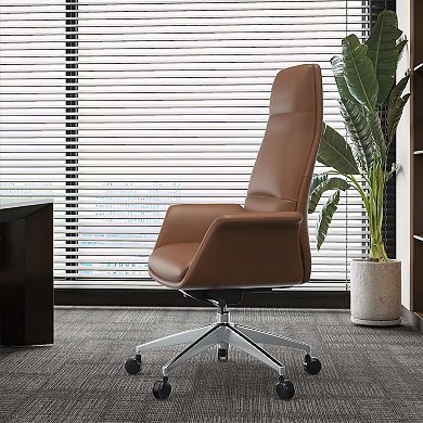 Leisuremod Summit Series Tall Office Chair In Dark Brown Leather