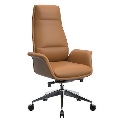Leisuremod Summit Series Tall Office Chair In Dark Brown Leather