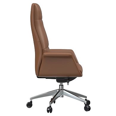 Leisuremod Summit Series Tall Office Chair In Dark Brown Leather