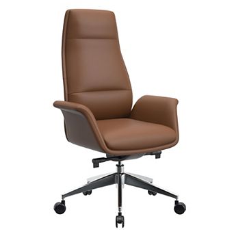 Leisuremod Summit Series Tall Office Chair In Dark Brown Leather