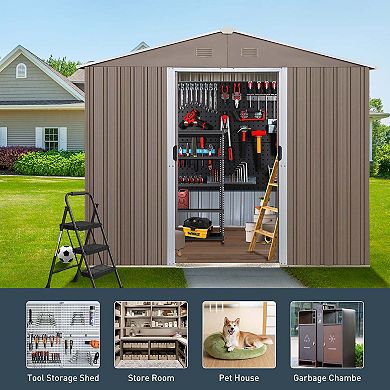 Mondawe 10'x8'Outdoor Polypropylene Storage Shed,With Lockable Safety Door,Waterproof And Durable