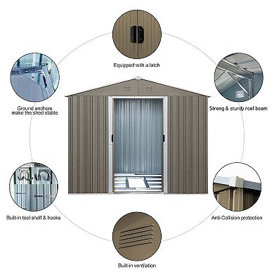 Mondawe 10'x8'Outdoor Polypropylene Storage Shed,With Lockable Safety Door,Waterproof And Durable