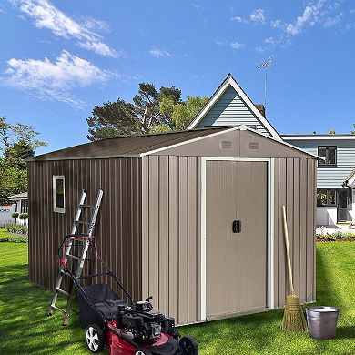 Mondawe 10'x8'Outdoor Polypropylene Storage Shed,With Lockable Safety Door,Waterproof And Durable