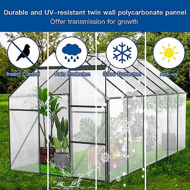 Mondawe 6'x12'Outdoor Greenhouse,Drainage System,Adjustable Roof,Sliding Door,Ventilation Durability