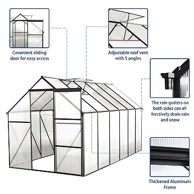 Mondawe 6'x12'Outdoor Greenhouse,Drainage System,Adjustable Roof,Sliding Door,Ventilation Durability
