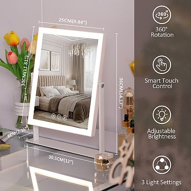 VANITII Hollywood Mirror With LED Light 10''X 12'' Adjustable Brightsness USB Port