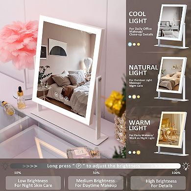 VANITII Hollywood Mirror With LED Light 10''X 12'' Adjustable Brightsness USB Port