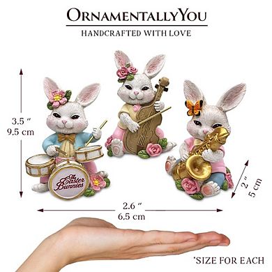 Easter Bunny Band Trio Set of Three Figurines, 3.5" Rabbit Statue