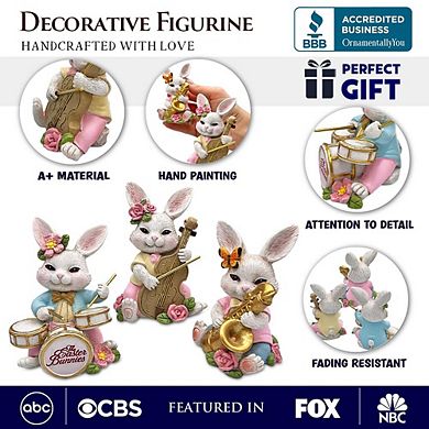 Easter Bunny Band Trio Set of Three Figurines, 3.5" Rabbit Statue