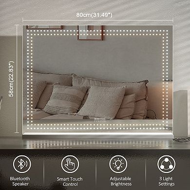 VANITII Hollywood Mirror With Light Bulbs 32''x23'' Bluetooth Spearker Wall Mount