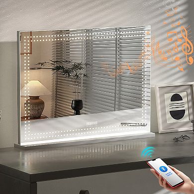 VANITII Hollywood Mirror With Light Bulbs 32''x23'' Bluetooth Spearker Wall Mount