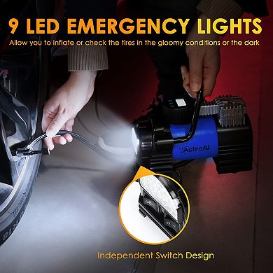 AstroAI Tire Inflator Air Compressor Air Pump 12V DC Digital Tire Pump 150PSI with Emergency LED