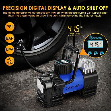 AstroAI Tire Inflator Air Compressor Air Pump 12V DC Digital Tire Pump 150PSI with Emergency LED