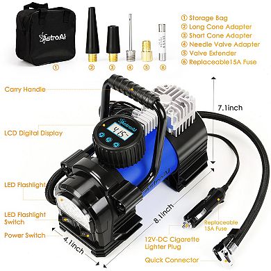 AstroAI Tire Inflator Air Compressor Air Pump 12V DC Digital Tire Pump 150PSI with Emergency LED