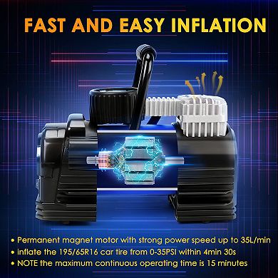 AstroAI Tire Inflator Air Compressor Air Pump 12V DC Digital Tire Pump 150PSI with Emergency LED