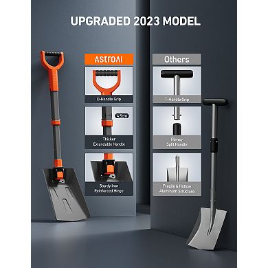 AstroAI 39" Folding Extendable Snow Shovel For Car, Outdoor