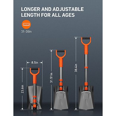 AstroAI 39" Folding Extendable Snow Shovel For Car, Outdoor