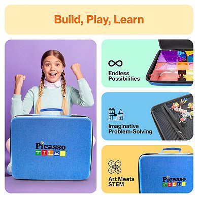 PicassoTiles Water Resistant Carrying Case for Magnet Tile Building Block for Kid Age 3 & Up, PTA101
