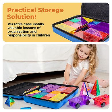 PicassoTiles Water Resistant Carrying Case for Magnet Tile Building Block for Kid Age 3 & Up, PTA101