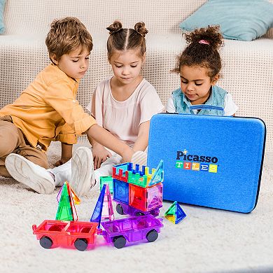 PicassoTiles Water Resistant Carrying Case for Magnet Tile Building Block for Kid Age 3 & Up, PTA101