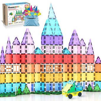 PicassoTiles 61 pc Magnetic Building Blocks Set STEM Toy with Storage Bag