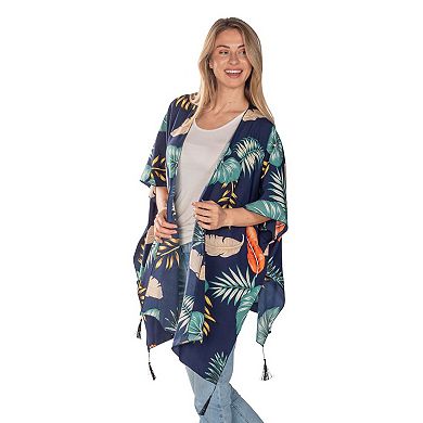 Women's Linda Anderson Floral Navy Tassle Kimono