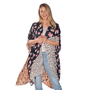 Women's Linda Anderson Print Collage Viscose Kimono Topper