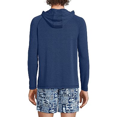 Men's Lands' End Cooling Long Sleeve UPF 50 Hooded Swim Tee