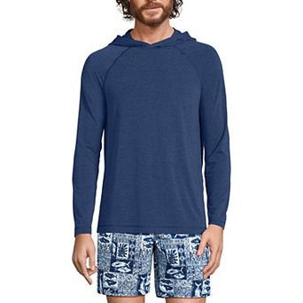 Men's Lands' End Cooling Long Sleeve UPF 50 Hooded Swim Tee