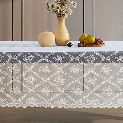 HLC.ME Isabella Floral Lace Fabric Tablecloth, Rectange Table