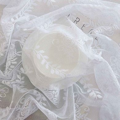 HLC.ME Isabella Floral Lace Fabric Tablecloth, Rectange Table Cloth, Wrinkle Resistant, Scalloped