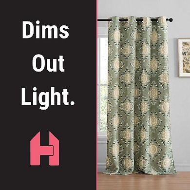 HLC.ME Liam Ogee Damask Grommet Curtains - Light Filtering Darkening Window Panels, Set of 2