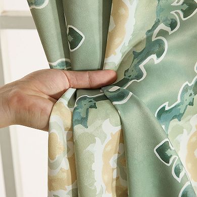 HLC.ME Liam Ogee Damask Grommet Curtains - Light Filtering Darkening Window Panels, Set of 2