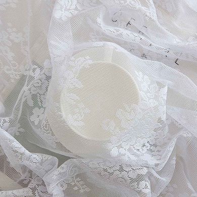 HLC.ME Jolene Floral Lace Fabric Tablecloth, Round Table Cloth, Wrinkle Resistant, Scalloped