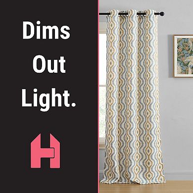 HLC.ME Tanner Ogee Damask Grommet Curtains - Light Filtering Darkening Window Panels, Pair