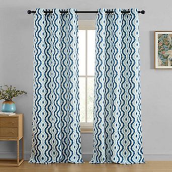 HLC.ME Tanner Ogee Damask Grommet Curtains - Light Filtering Darkening Window Panels, Pair