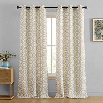 HLC.ME Tanner Ogee Damask Grommet Curtains - Light Filtering Darkening Window Panels, Pair