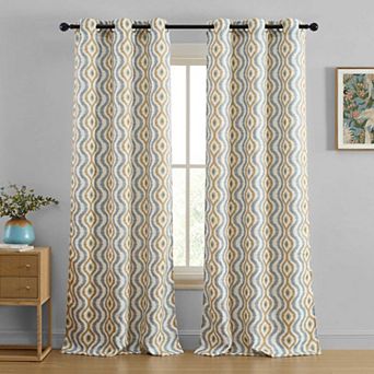 HLC.ME Tanner Ogee Damask Grommet Curtains - Light Filtering Darkening Window Panels, Pair