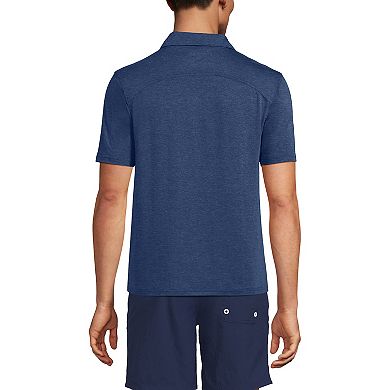 Men's Lands' End Short Sleeve Johnny Collar Swim Top
