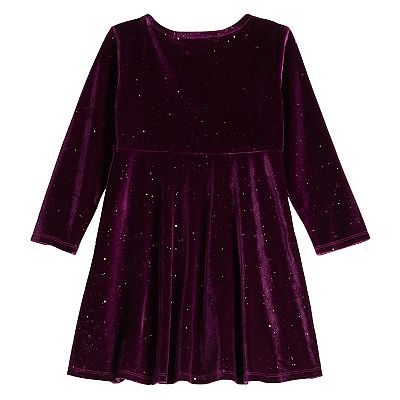 Girls 4-12 Jumping Beans Long Sleeve Velour Dress