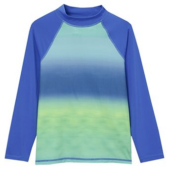 Boys 8-20 Lands' End Long Sleeve Mock Neck UPF 50 Swim Top in Husky