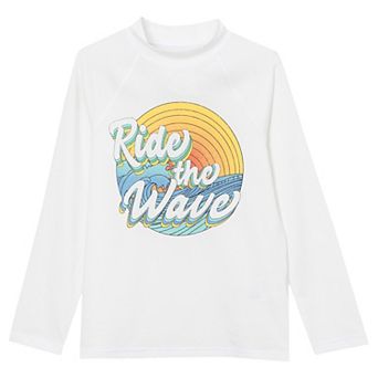 Boys 8-20 Lands' End Long Sleeve Mock Neck UPF 50 Swim Top in Husky