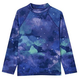Boys 8-20 Lands' End Long Sleeve Mock Neck UPF 50 Swim Top in Husky