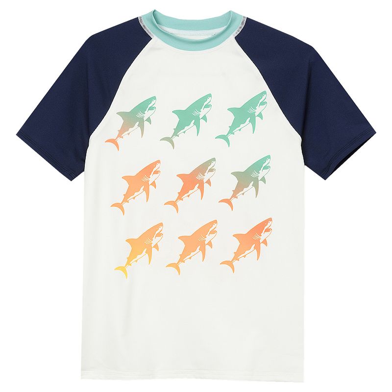 Boys 8-20 Lands' End Chlorine Resistant Short Sleeve UPF 50 Swim Top