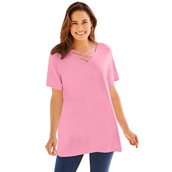Woman Within Plus Size Criss Cross Tee