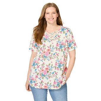 Woman Within Plus Size Criss Cross Tee