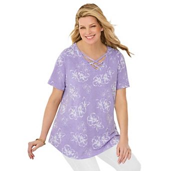 Woman Within Plus Size Criss Cross Tee