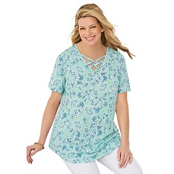 Woman Within Plus Size Criss Cross Tee